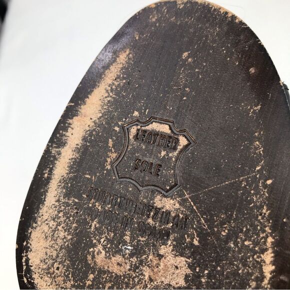 Stuart Weitzman Black Patent Leather Open Toe Classic Heels - Picture 12 of 13